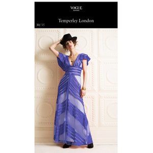 $3880 Temperley London Satin Panel Lilith Runway Gown in Lavender Blue